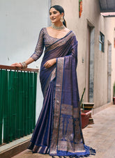 Kanjivaram Silk Navy Blue Colour Saree